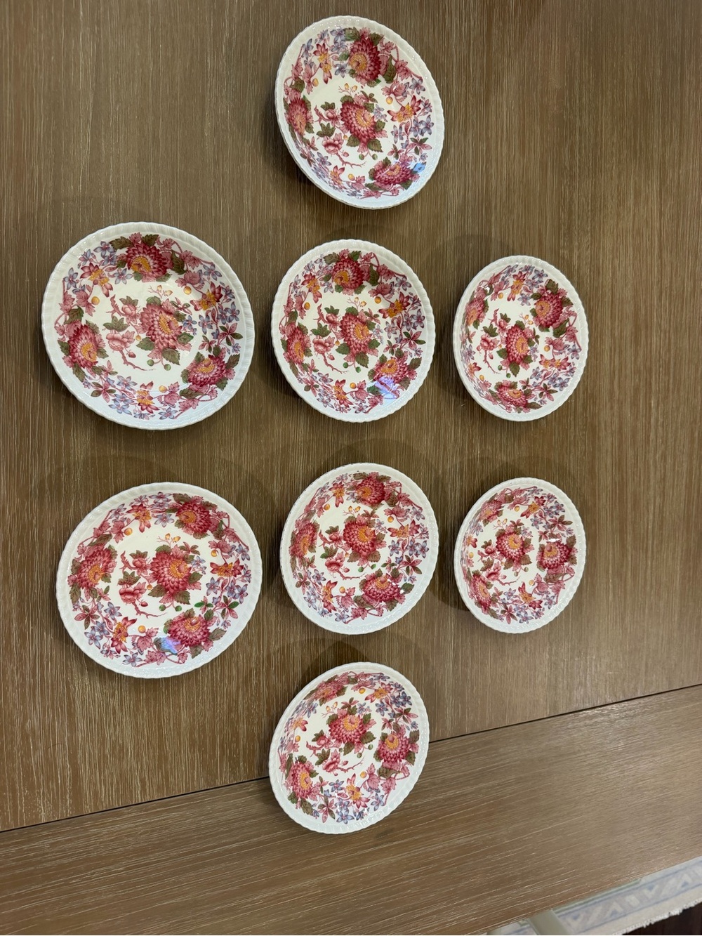 Set of 8 vintage Copeland Spode floral water berry fruit dessert bowls